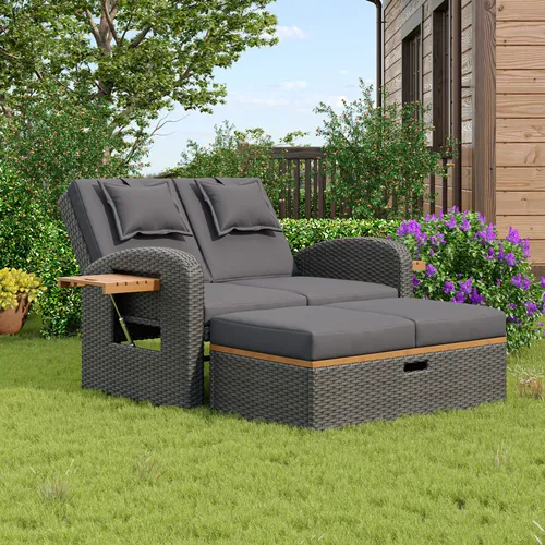 Merax Rattan Loungeset 3-in-1 Gartenbank