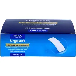 Urgosoft Injektionspflaster 2x4 cm - 500 Stück - Pflaster für schonende Wundversorgung, ideal für empfindliche Haut und bietet zuverlässigen Schutz bei Injektionen.