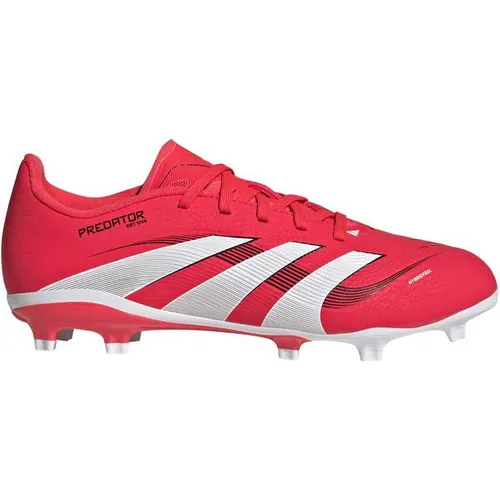 ADIDAS Kinder Fussball-Rasenschuhe Predator League Kids FG/MG - Schuhe für Kinder und Teens mit optimaler Ballkontrolle dank Hybridfeel Obermaterial und griffigen Gummilamellen. Vielseitige Außensohle für verschiedene Böden und aus 20% recycelten Materialien.