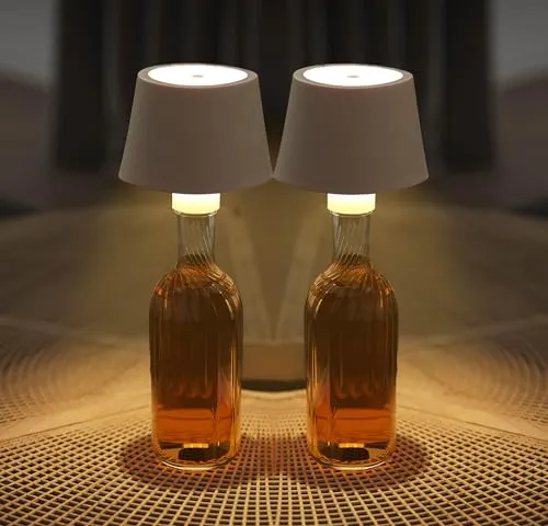 Northpoint LED Außen-Tischleuchte Flaschenlampe 2er-Set beige - Tischleuchten mit Touchsensor und dimmbarem Akku, perfekt für stimmungsvolle Abende im Freien.