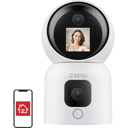 ZOSI 6MP 360° WLAN Kamera mit Monitor - Überwachungskamera mit Dual-Objektiv für gestochen scharfe Bilder, 360° Schwenkbar, Nachtsicht und Smart Home Kompatibilität, ideal für Sicherheit in Innenräumen.
