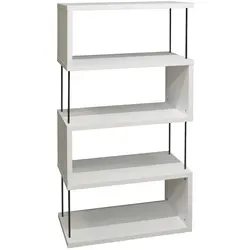 Stylisches Standregal in Weiß - Regal mit S-förmiger Optik, 4 offenen Fächern und pflegeleichter Melaminharzbeschichtung - ideal für individuelle Gestaltung in Ihrem Zuhause.