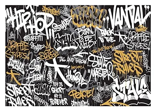 WallArena - Vlies Fototapete Kinderzimmer 152x104 cm Graffiti Junge bunt Street Art Jugendzimmer Jungs - Fototapeten Tapeten für Kinder Kindertapete - Vliestapete Wandtapete Tapete 3D Effekt