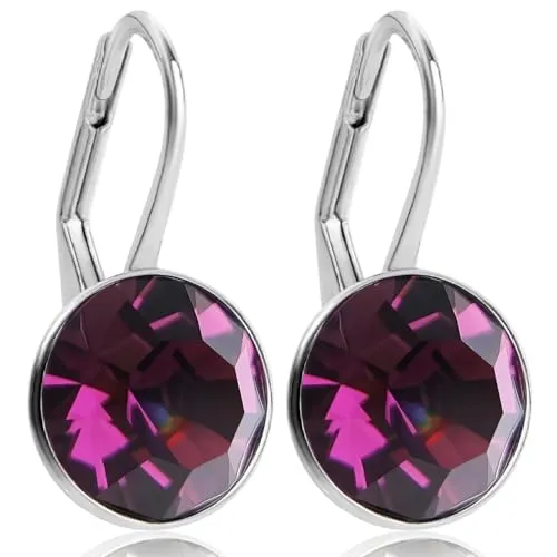 Silber-Ohrringe Marken Kristalle 925 Sterling Silver in rot von Nobel