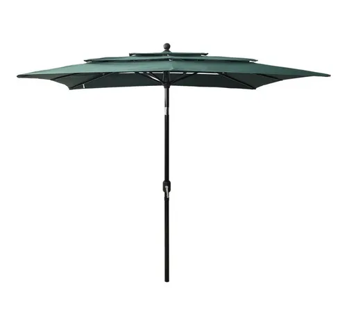 Sonnenschirm mit Aluminium-Mast 3-lagig Grün 2,5x2,5 m - Ampelschirm in elegantem Grün, bietet optimalen UV-Schutz und ist perfekt für Garten oder Terrasse mit einer Höhe von 260 cm.