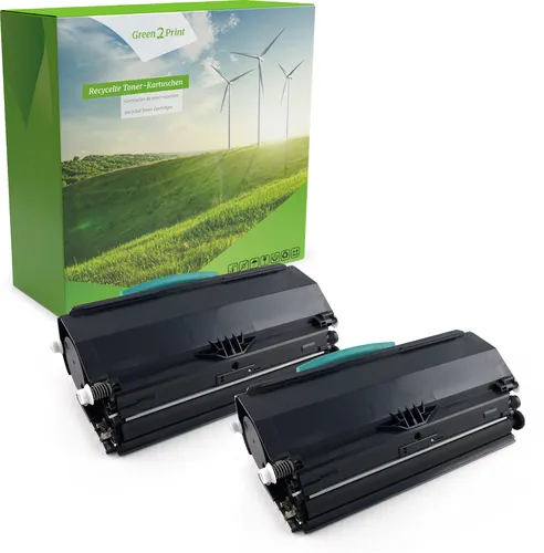 Green2Print Toner Doppelpack, 2x 3500 Seiten - Toner für Lexmark E260, E360 und mehr, umweltfreundlich durch Recycling und hohe Zuverlässigkeit dank hochwertiger Microchips.