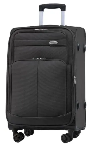 BEIBYE Leichter Stoffkoffer Kofferset Trolley Außentaschen Dehungsfuge mehr Stauraum mit Zahlenschloss (Coffee, M-Handgepäck-54cm)