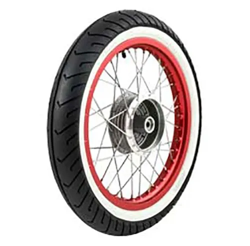 Komplettrad Hinten 1,5x16 Zoll Alufelge rot eloxiert poliert Chromspeichen