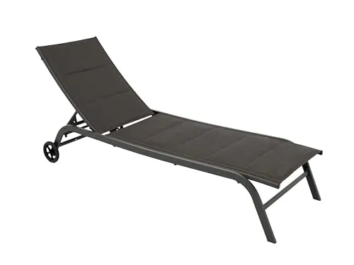 DEGAMO Gartenliege Rollenliege Riva, Stahlgestell grau, Liegefläche Kunstgewebe gepolstert grau, verstellbar, Outdoor