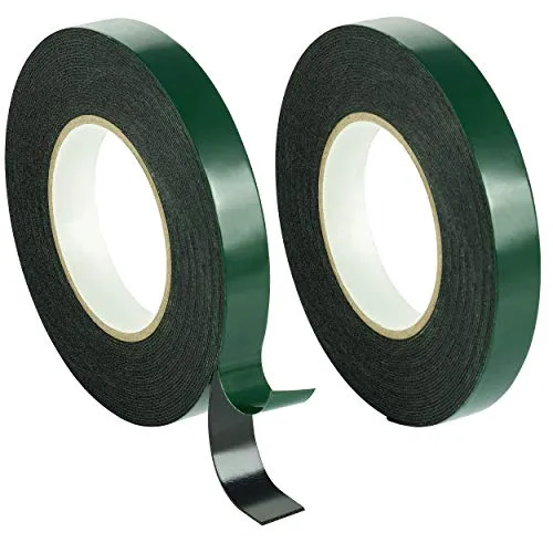 POPPSTAR 2x Doppelseitiges Schaumstoff-Klebeband, Montage-Band (10m x 19mm x 1mm), schwarz