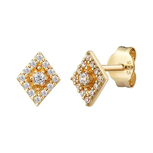 cai Damen Ohrstecker 925/- Sterling Silber mit Zirkonia - Ohrringe für Damen, aus hochwertigem 925 Sterling Silber, gelb vergoldet und mit funkelnden Zirkonia-Steinen, ideal für einen stilvollen Auftritt und als perfektes Geschenk.