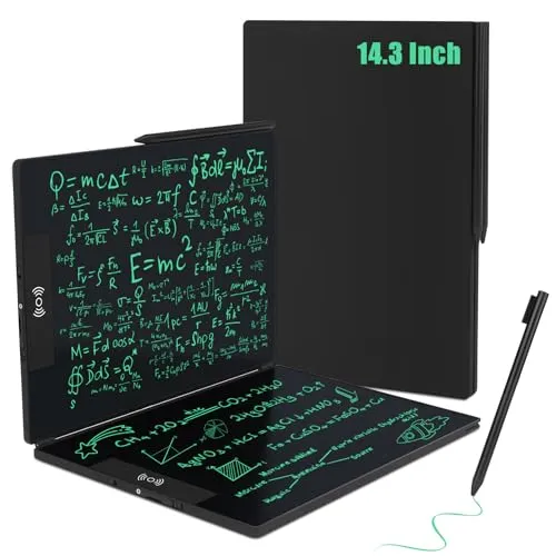 LCD Schreibtafel, Czemo14.3 Zoll Faltbare LCD Maltafel für Erwachsene Büro, Digitales Zeichenbrett mit 0.5mm Monochromlinien, Schreib-Zeichenblock für Notizen, Memo, to-Do-Listen, Skizzen