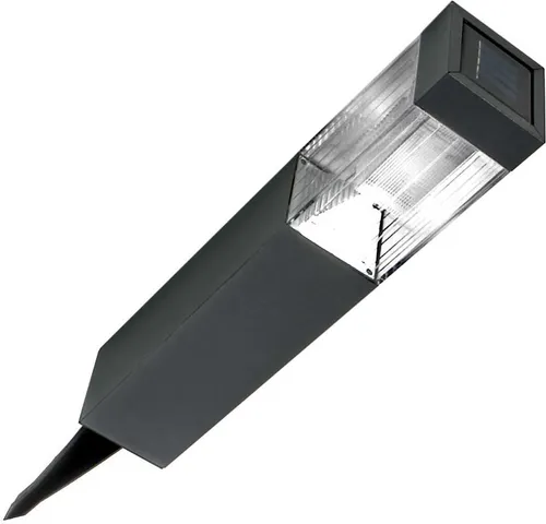 Garten Solarleuchte mit Bodenspieß - 2 kaltweiße LEDs, IP 44 - Energiesparende Gartenleuchte mit 2 kaltweißen LEDs, Dämmerungsautomatik und 6-8 Std. Leuchtdauer. Ideal für stilvolle Lichtakzente im Garten oder auf dem Gehweg.