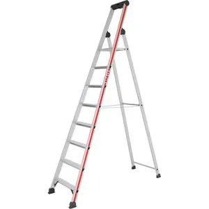 Hymer Stufenstehleiter S-Brücke einseitig 8 Stufen - Leiter für sicheres Arbeiten in der Höhe, mit 8 stabilen Stufen und rutschfestem Design für optimalen Halt.