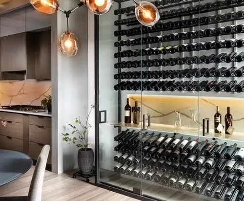 Weinregal Weinschrank für 6 Flaschen – Modernes Weinlagerregal - Elegantes Weinregal mit Platz für bis zu 6 Flaschen. Ideal für Esszimmer oder Küche. Aus robustem Edelstahl gefertigt, bietet es eine stilvolle und praktische Lösung zur Aufbewahrung Ihrer Weine.