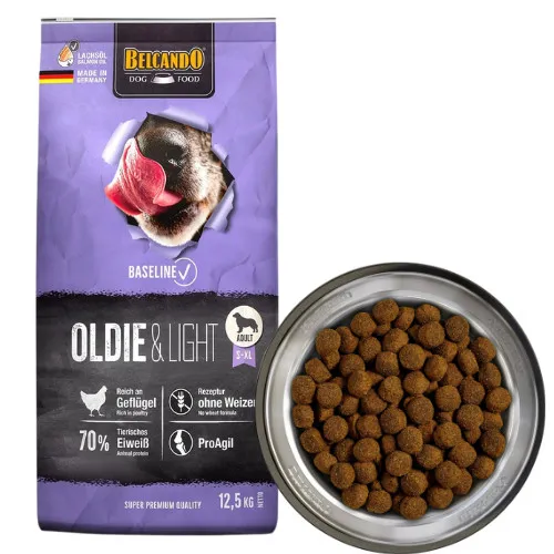 BELCANDO Baseline Oldie Light 12,5kg - Trockenfutter für ältere Hunde, nährstoffreich mit hochwertigem Geflügel und Kräutern für ein glänzendes Fell