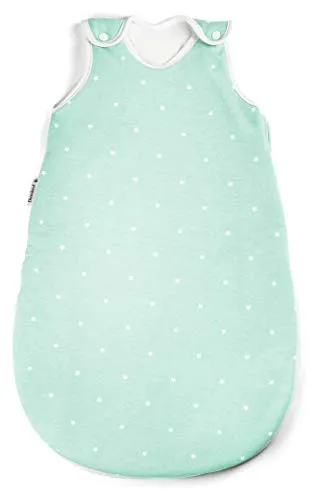 Ehrenkind® Baby Schlafsack rund | Bio-Baumwolle | Größe 62/68 Mint mit weißen Sternen - Kuschelweicher Ganzjahresschlafsack aus GOTS-zertifizierter Bio-Baumwolle für optimalen Schlafkomfort. Atmungsaktiv und hygienisch, ideal für Jungen und Mädchen. Perfekt für jede Jahreszeit und einfach waschbar.