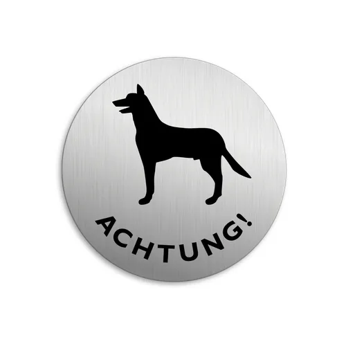 Schild Achtung Hund Hundewarnschild Ø 75 mm Aluminium