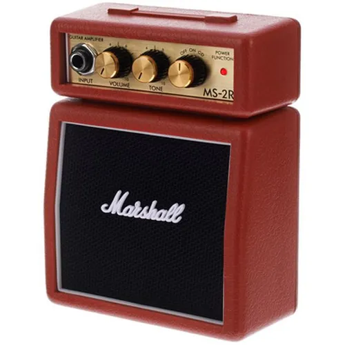 Marshall MS-2 Micro Amp Red Gitarrenverstärker - Kompakter E-Gitarrenverstärker mit 1 Watt Leistung, Overdrive-Modus und Gürtel-Clip für echten Marshall-Sound überall und jederzeit.