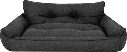 Joker Gesteppt Hundebett XXL - 106 x 80 cm - Schwarz Ökoleinen - Hochwertiges XXL Hundebett aus strapazierfähigem, teilweise wasserdichtem Ökoleinen. Ideal für große Rassen, pflegeleicht und perfekt für drinnen und draußen.