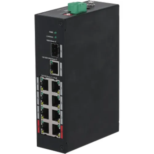 DAHUA DH-PFS3110-8ET-96 10-Port Unmanaged Desktop Switch - Hubs: 8 PoE-Ports mit 96 W Gesamtleistung, ideal für Netzwerkinstallationen mit langen Kabelstrecken bis 250 m.