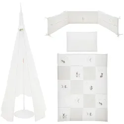 Gitterbettset Fox und Bunny in Weiß - Bettdecken, entzückendes Set für Gitterbetten (70 x 140 cm), mit sicherem Knopfverschluss und aus weicher Baumwolle für optimalen Komfort.
