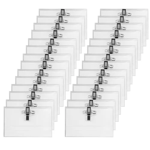 Stück Namensschilder, 90 * 56mm Kunststoff Transparent Namensschild für Kleidung Clip Visitenkarten Namenschilderhülle mit Clip Anstecknadel für Büro Schule Reisen 100