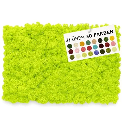NaDeco Island-Moos 500g, echtes Moos in 30 Farben zur Wahl, fluffig & prall, Basteln Wand Deko Moss, für Moosbild Mooswand Moosplatten Kugelmoos Dekoration Ostern Weihnachten, Farbe:Grasgrün Light