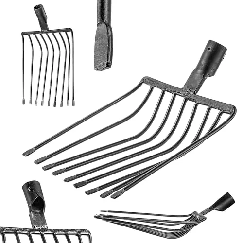 KADAX Kartoffelgabel ohne Stiel - Robuste Rübengabel mit 9 Zinken - Gartengabeln aus langlebigem Qualitätsstahl, ideal zum schnellen Aufnehmen von Gemüse oder Transportieren von Steinen. Ergonomisch und leicht für müheloses Arbeiten.