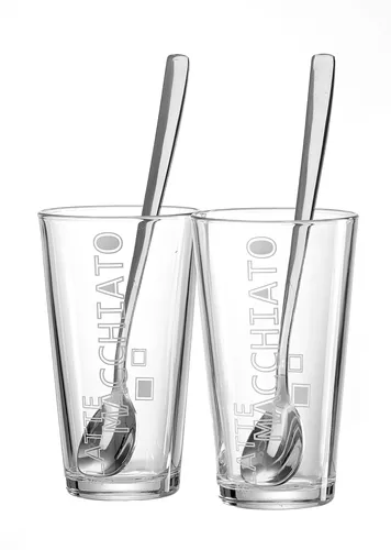 Ritzenhoff & Breker 2er Latte Macchiatoglas 350ml - Gläser & Glaswaren, stilvolle Latte Macchiatogläser mit elegantem Dekor, spülmaschinengeeignet für einfache Reinigung