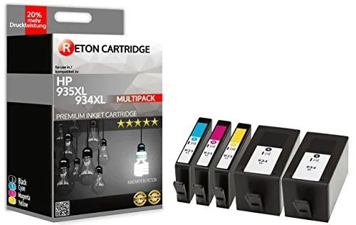 Reton Druckerpatronen | 20% höhere Druckleistung | kompatibel zu HP 934XL 935XL für HP Officejet 6810, 6812, 6815, 6822, Pro 6230, Pro 6820, Pro 6830, Pro 6835 5