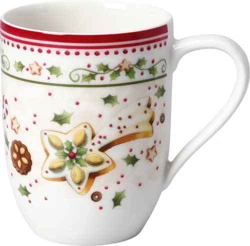 V & B Winter Bakery Delight Becher mit Henkel - Sternschnuppe 340 ml - Thermobehälter aus spülmaschinenfestem Porzellan, ideal für heiße Getränke und festliche Anlässe mit glänzendem Finish.