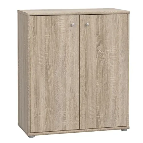 Newroom Kommode Sonoma Eiche Sideboard Modern - 73,7x85,5x34,8 cm (BxHxT) - Highboard Anrichte - [Albus.Eleven] Büro Arbeitszimmer Wohnzimmer