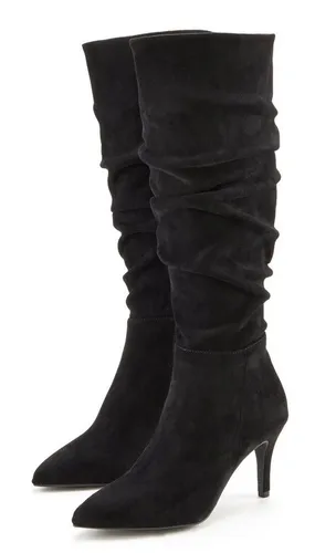 LASCANA Langschaft, High-Heel Stiefelette, Slouchy Boots, Stiefel, Reißverschlussstiefel mit elegant modischer Raffung