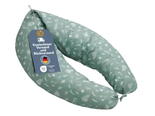 XDREAM XXL Stillkissen Grün | Waschbares Lagerungskissen mit Knotenbändern | Öko-Tex Zertifiziert | 190 x 40 cm