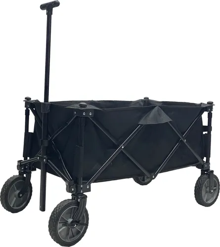 Zusammenklappbarer Bollerwagen – drehbare Vollräder – Bodenplatte – stabiles Gestell – 80 kg max