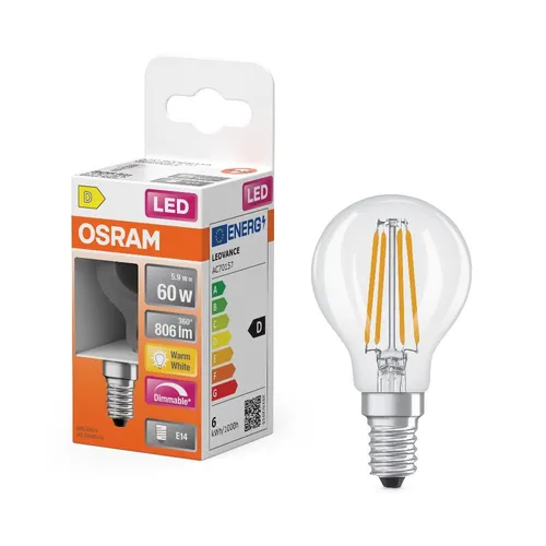 OSRAM E14 LED SUPERSTAR FILAMENT klar dimmbar 5,5W wie 60W warmweiße Wohnraumbel