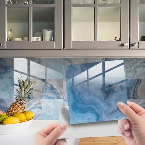 HORIWE Fliesenaufkleber Marmorierung Wandfliese Aufkleber 20 Stück Fliesensticker Fliesen Folie Selbstklebende Tapete Wasserdicht Wandaufkleber für Küche, Schrank, Möbel, Tisch