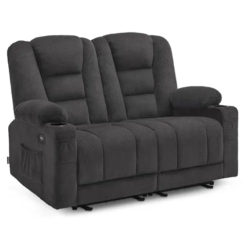 MCombo 2 Sitzer Sofa mit Relaxfunktion, 150° Verstellbar - Bequemer 2er Relaxsessel mit elektrischer Verstellfunktion, USB-Anschluss und Getränkehalter - ideal für entspanntes Verweilen im Wohnzimmer.