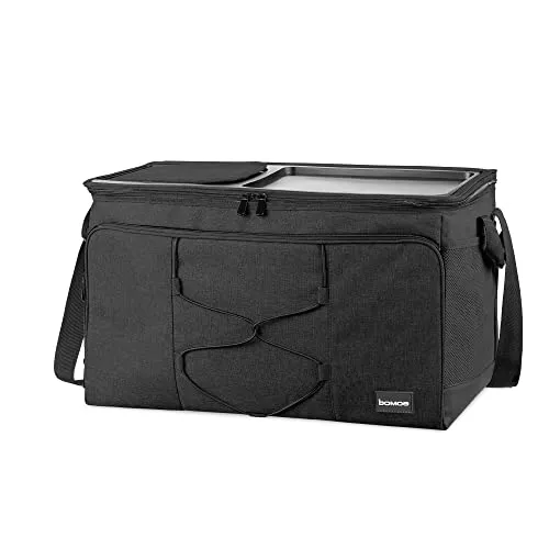 bomoe 52 Liter XXL Kühltasche faltbar - Outdoor Kühlbox 16h Kühlfunktion mit Trageriemen, wasserdichte Picknicktasche Thermotasche mit Abstellfläche, Isoliertasche Anthrazit - IceBreezer KT53