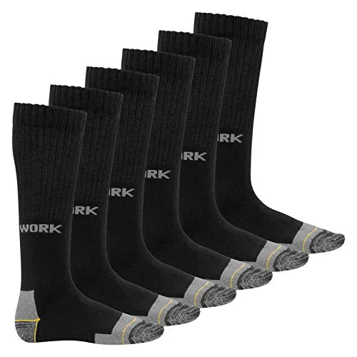 MT Herren Arbeits- und Freizeitsocken (6 Paar) Robuste Work Kniestrümpfe - WORK-Logo 47-50