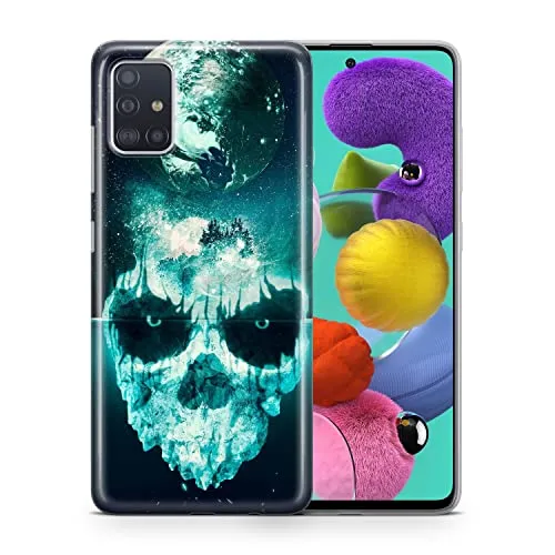 König Design Handyhülle kompatibel mit Samsung Galaxy A52 4G / 5G Silikon Case Hülle Sturzsichere Back-Cover Handyhülle Totenkopf