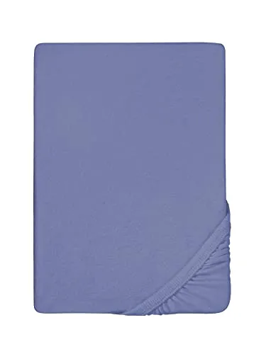 biberna Frottee-Stretch-Spannbetttuch 0012344 blau 90x190 cm - 100x200 cm - Spannbetttuch aus 80% Baumwolle, atmungsaktiv und hautsympathisch, mit dauerelastischem Rundumgummi für perfekten Sitz und Pflegeleichtigkeit, waschbar bis 60° C.