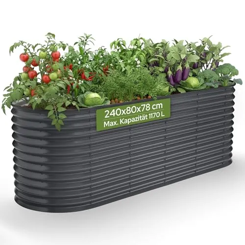 AREBOS Metall Hochbeet 240x80x78 cm von AREBOS