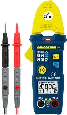 Pancontrol Stromzange 100A, digital AC/DC - Strommessgerät für AC/DC bis 100A mit automatischer Funktionswahl und kontaktlosem Spannungsprüfer – ideal für präzise Messungen und Sicherheit bei der Arbeit.