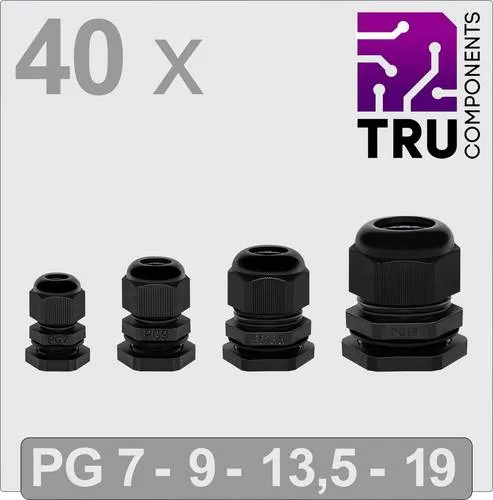 TRU COMPONENTS TC-13448344 Kabelverschraubung Polyamid Schwarz 40St.