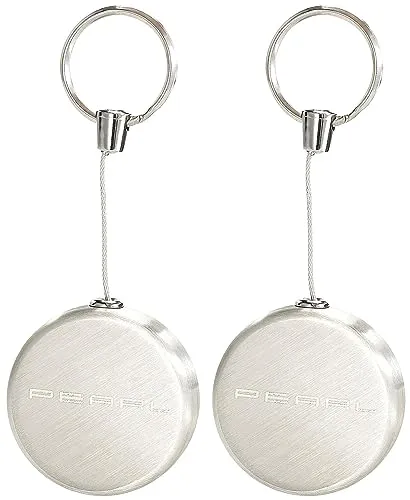 infactory Schlüsselkette: 2er-Set Schlüsselanhänger Key-Rewinder Deluxe aus Edelstahl (Schlüsselanhänger Ultraflexible, Schlüssel-Anhänger, Kugelschreiber)