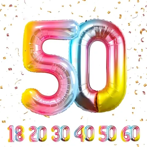 Geburtstag Deko zahlen luftballon 50 jahre | Folienballon Regenbogen