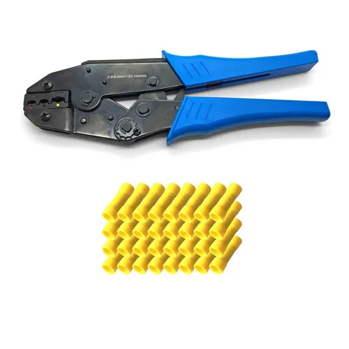 Crimpzange 100 x Stossverbinder gelb 4 - 6 mm isoliert verbinder Zange Set