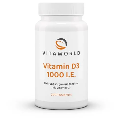 3er Pack Vita World Vitamin D3 1000 I.E. 3 x 200 Tabletten Deutsche Apotheker-Herstellung